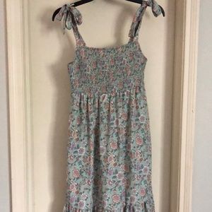 Floral Tie Shoulder Smocked Maxi dress
